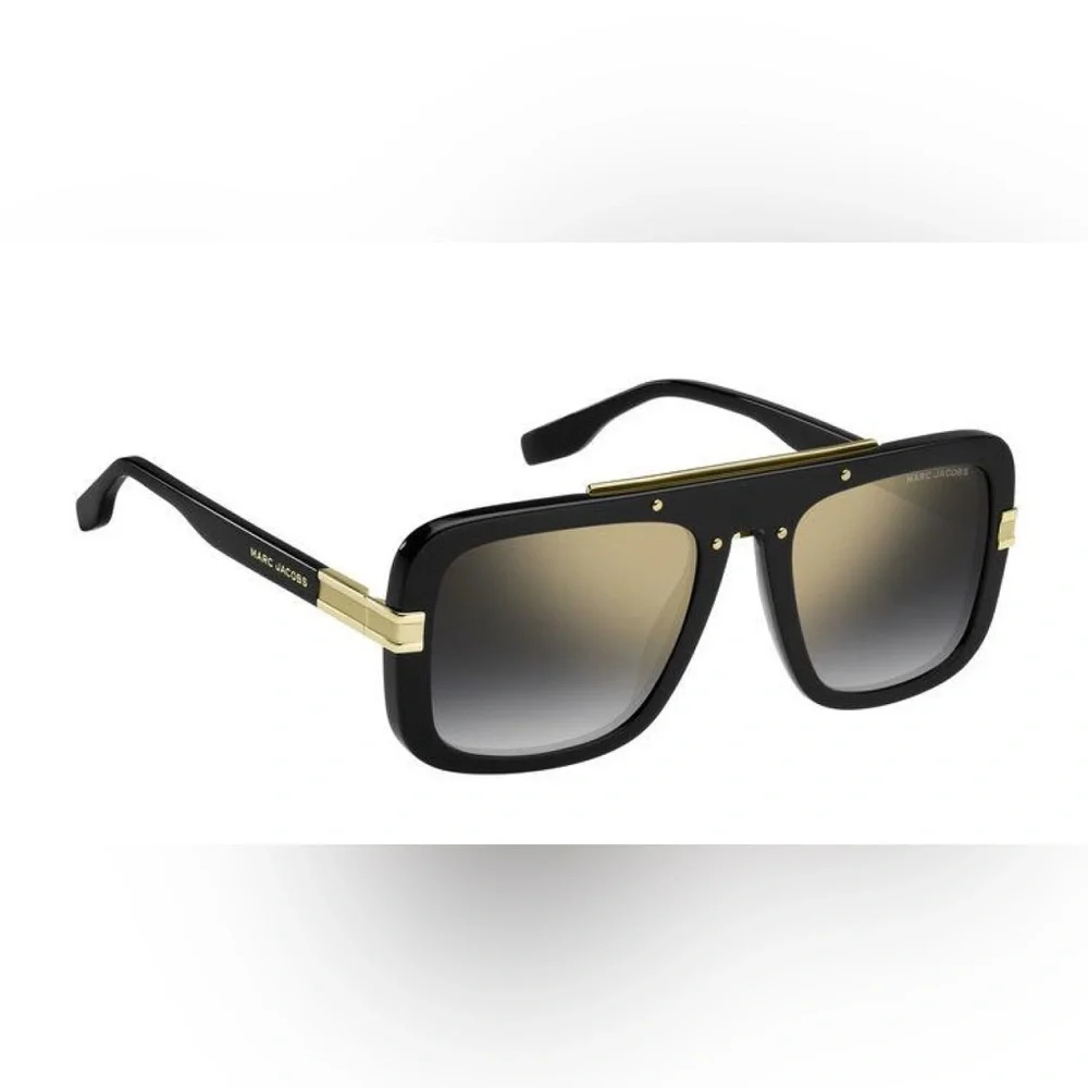 Marc Jacobs Black and Gold Square Aviator Unisex Sunglasses